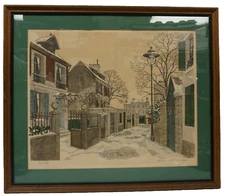Denis Paul Noyer Signed Etched Lithograph No. 98 of 375 City Street Framed