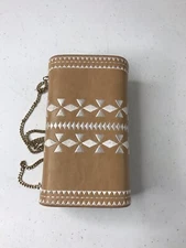 Unique INC International Concepts Flaviee Tan Clutch Bag Detachable Chain Strap