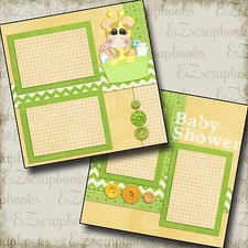 BABY SHOWER - 2 Premade Scrapbook Pages - EZ Layout 47