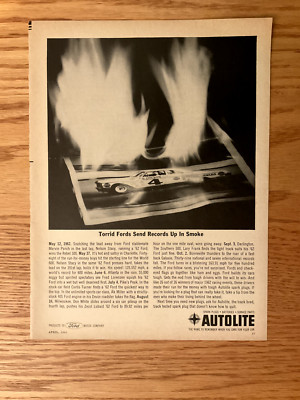 AD21 Advertisement Autolite Torrid Fords Send Records Up In Smoke 1962 Ford 4/63