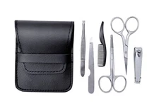 Beard Mustache Scissors Comb Nose Hair Nail Clipper manicure Travel Grooming Kit