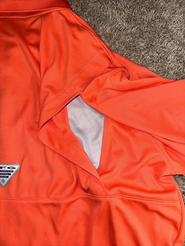 NEW Men's Columbia PFG Deep Waves Orange Polo Shirt Size XLarge MSRP $50 - Picture 8 of 11