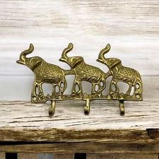 Brass Elephant Wall Hook Key Hanger  5.5”
