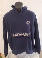 Airwalk Sweater Hoodie Pullover Mens M Navy Blue. Pockets And Snap/Zip Pouch.