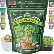 Organic Sprouting Seeds - Salad Blend Variety- Non-GMO, USA Grown Microgreens...