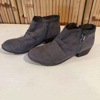 Dunes Ankle Boots Gray Faux Suede Side Zip Women s Size 9.5