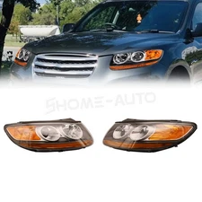 For 2007-2012 Hyundai Santa Fe Halogen Headlights Headlamps Assembly LH+RH