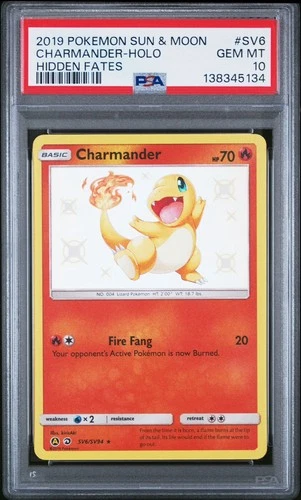 Pokemon TCG Charmander SV6/SV94 Shiny Holo Rare Hidden Fates PSA 10