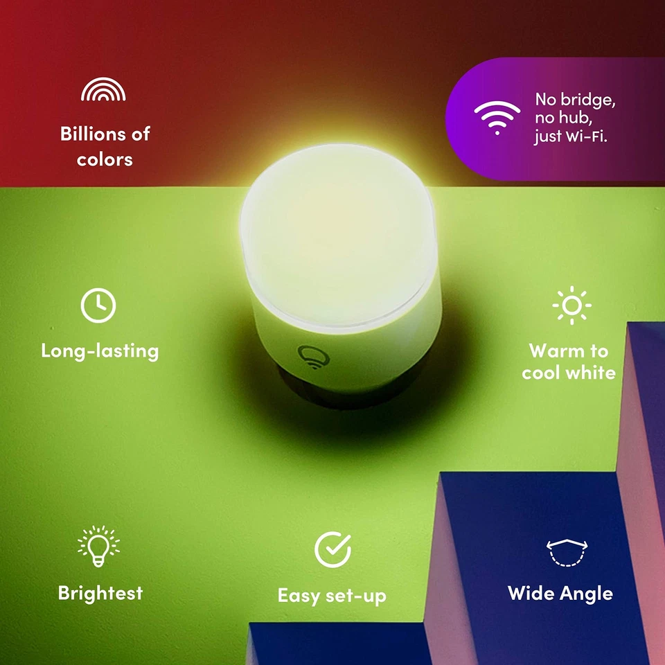 color, A19 1100 lumens, Wi-Fi Smart LED Light Bulb, Billions of colors and Wh... - Image 2 of 4