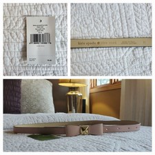 Kate Spade Skinny Pyramid Bow Belt Sz M Blush Leather Made In Italy