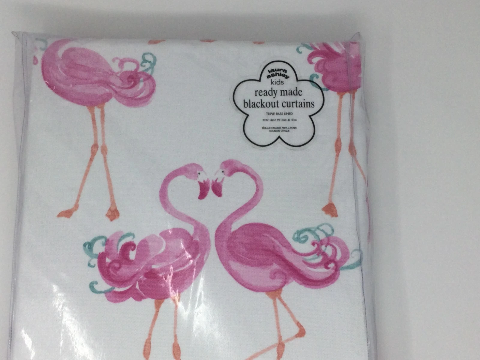 Laura Ashley Pink Flamingo Blackout Curtains - 53"W x 54"L (135cm x 182cm) New