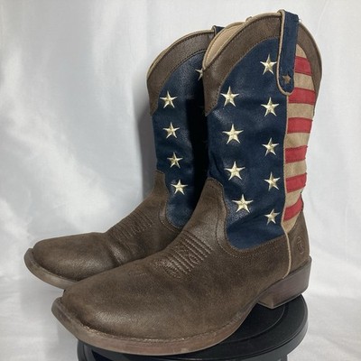 Men’s Size 11 Roper American Flag Patriotic Square Toe Brown Cowboy Boots Roper Mens American Flag Sq Toe Brown Boots– StateLineTack main image 2