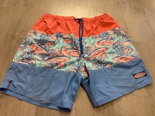 Vineyard Vines Mens Large Swim Trunks Blue Fish Print Lined Shorts 7" Inseam