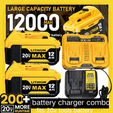 2PACK For DeWalt 20V 20 Volt Max XR 12.0AH Lithium Battery DCB206-2/Dual Charger