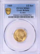 UK. Vittoria. 1/2 Sovereign 1885 MS62