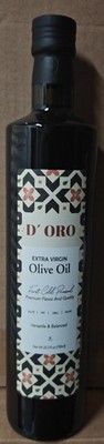 D'oro Extra Virgin Olive Oil 25.3 Oz First Cold Pressed 