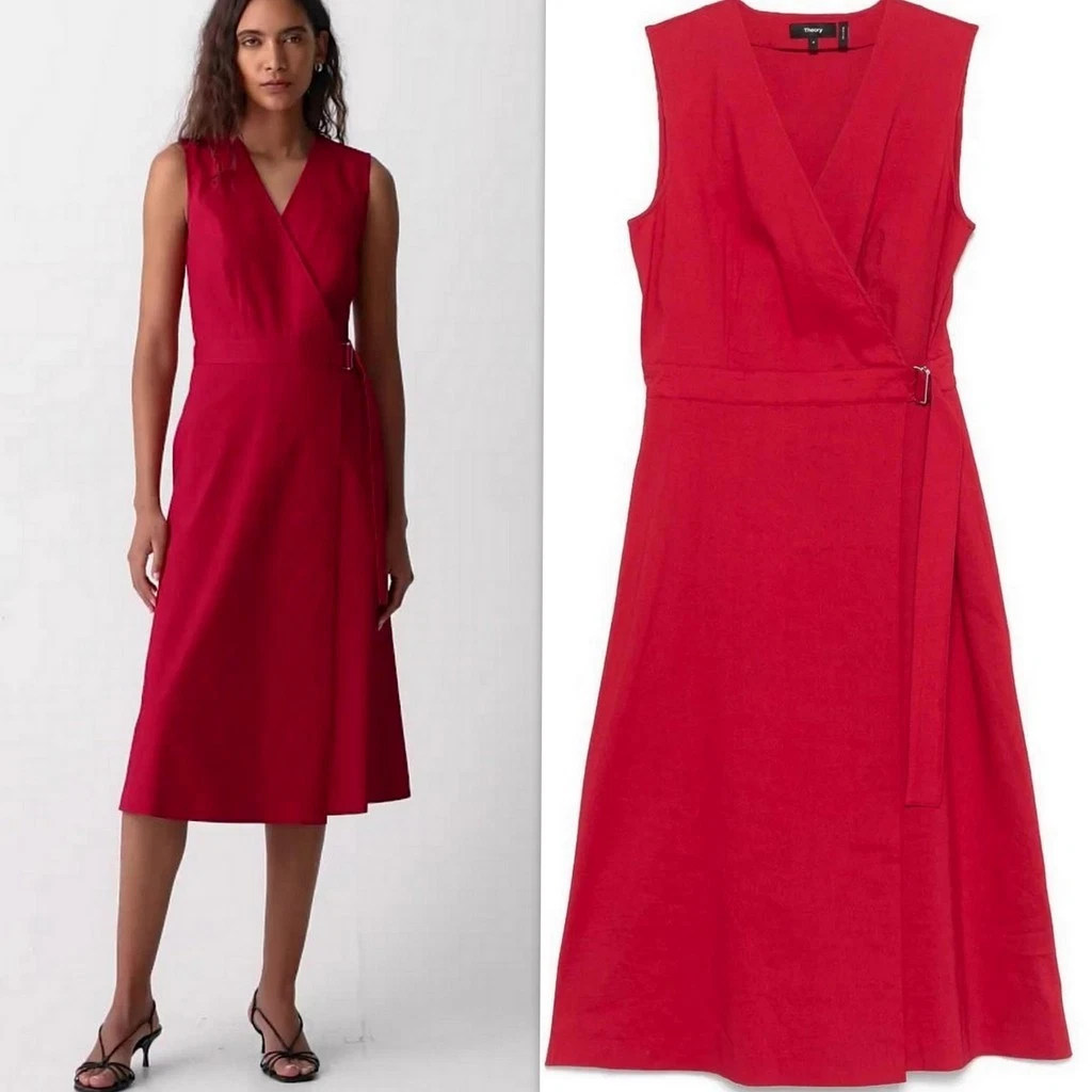 Theory Solid Sleeveless Wrap Dresses for sale