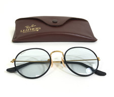 Vintage B L Ray-Ban Leathers Sunglasses Black Gold with Gray Photochromic Lenses