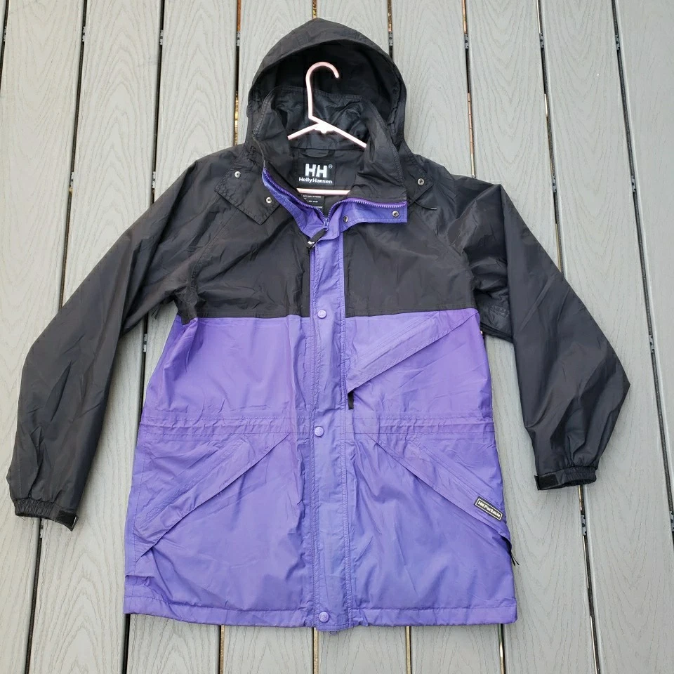 Helly Hansen Jacket Mens Medium Purple Hooded Waterproof Breathable Rain Snow