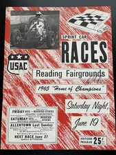 Reading, Pa. Fairgrounds Sprint Car Races 1965 Souvenir Program. Andretti, Foyt