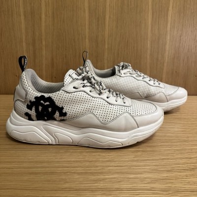 Roberto Cavalli Chunky White Low-Top Perforated Leather Sneakers, Mens IT43/US10