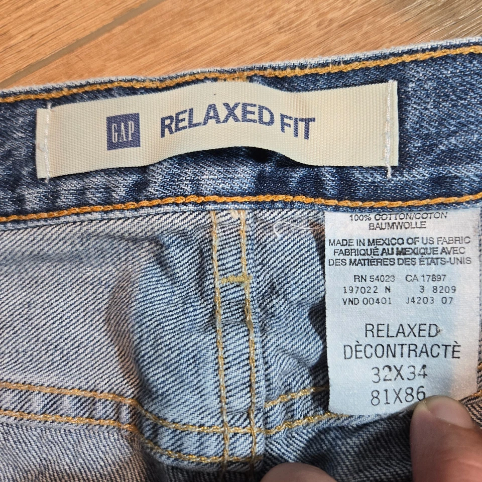 90s Y2K GAP Jeans Mens 32x34 Vintage Blue Denim Relaxed Fit Straight Leg - Image 3 of 4