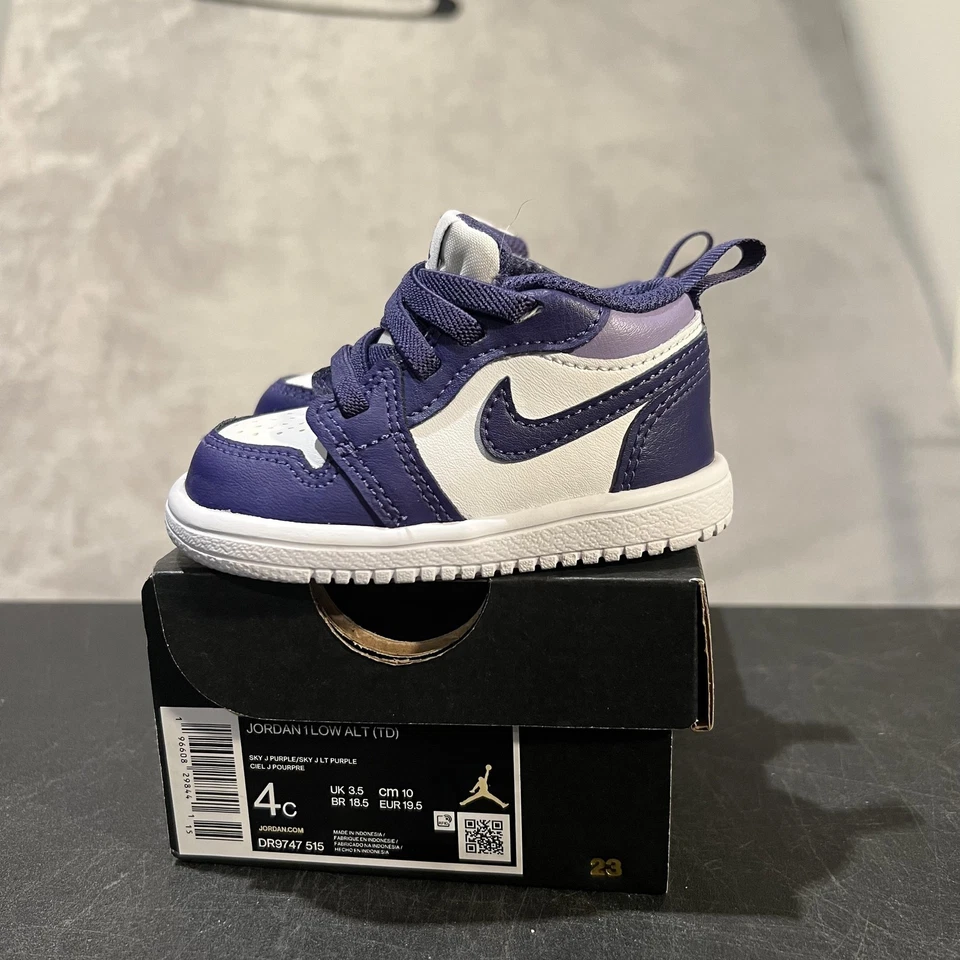Jordan 1 Low ALT Shoes Toddler Size 4C Purple White DR9747-515 Baby Sneakers - Image 3 of 4