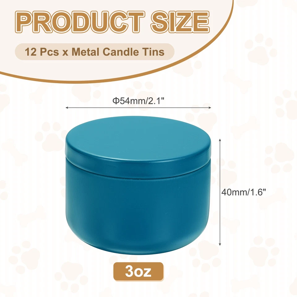 3oz Candle Tins, 12pcs Metal Candle Tins Jars with Lids Empty Tin, Navy Blue Foto 2 de 4