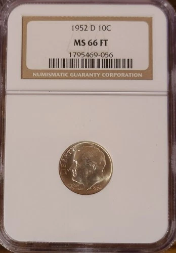 1952-D Roosevelt Dime NGC MS66 FT