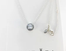 Authentic Pandora Round Sparkle Halo Necklace # 396240CZ - 45