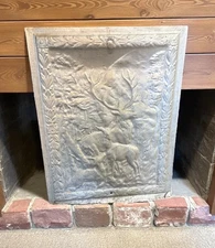 Antique Ornamental metal Fireplace Summer Cover  Deer/Elk Scenery 20" x 26"