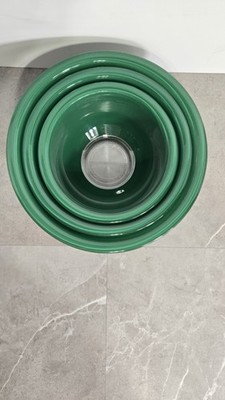 Nesting Pyrex 3 Vintage 1991 Forest Green Clear Bottom Mixing BOWLS 322 323 325