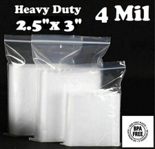 500- 2.5"x 3" ZIP SEAL TOP LOCK BAGS CLEAR 4 MIL PLASTIC RECLOSABLE MINI BAGGIES