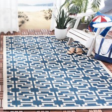 SAFAVIEH Indoor Outdoor CY6015-268 Courtyard Navy / Beige Rug