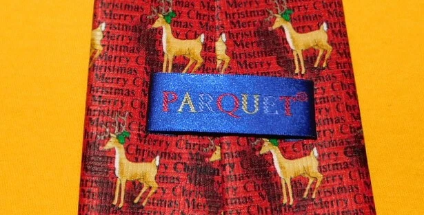 PARQUET CORBATA POLIÉSTER MOTIVO FELIZ NAVIDAD/RENO ROJO/AMARILLO/NEGRO. Foto 3 de 3