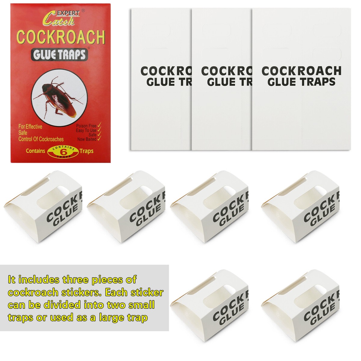 Home Roach Elimination Glue Boards Cockroaches Killer 5-20 Pack Roach ...