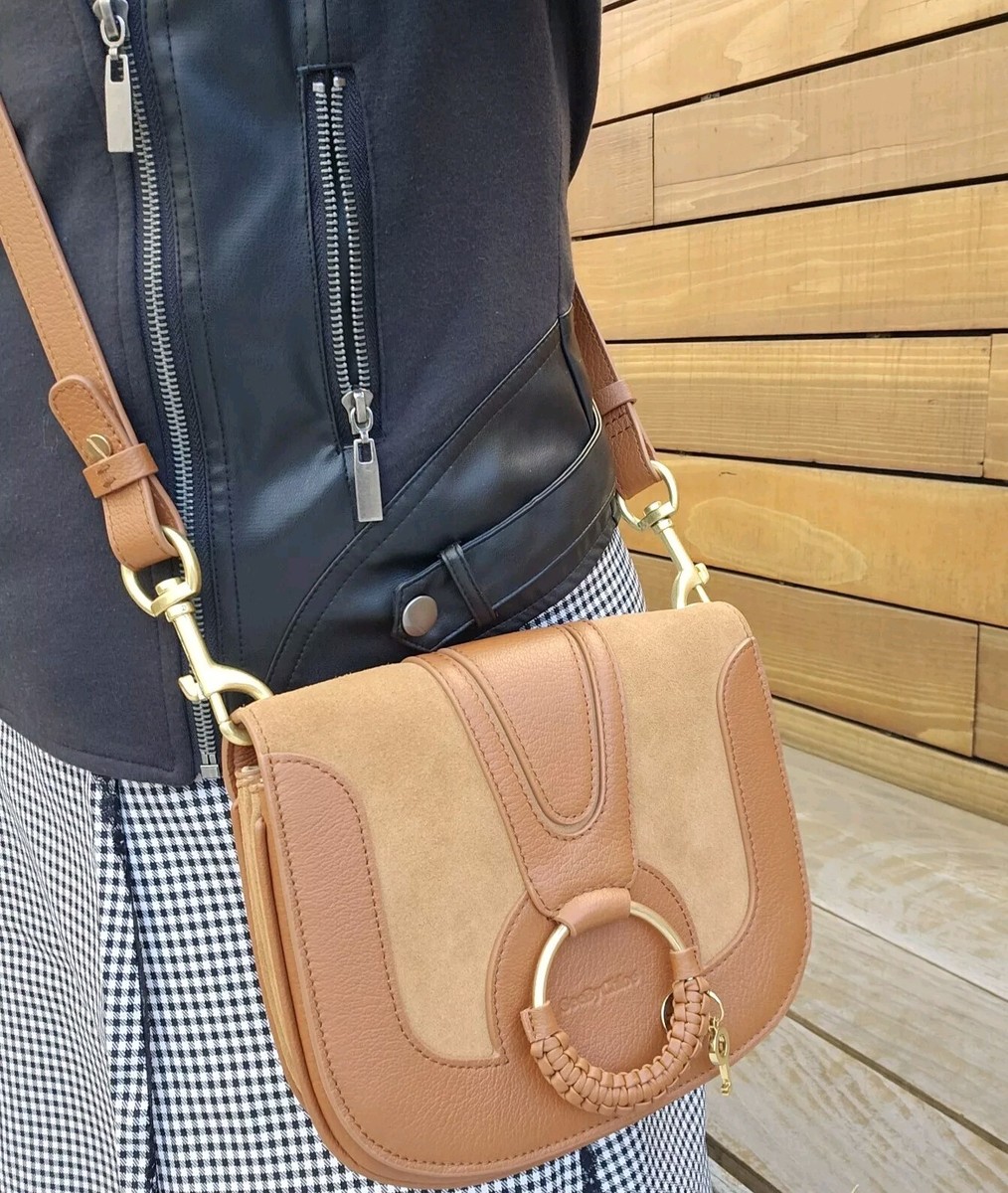 See By Chloe Hana Small Suede Leather Crossbody Bag Gold Accents