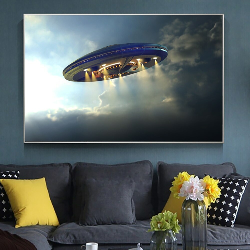Toile tableaux ovni pour créer une ambiance science-fiction dans votre bureau