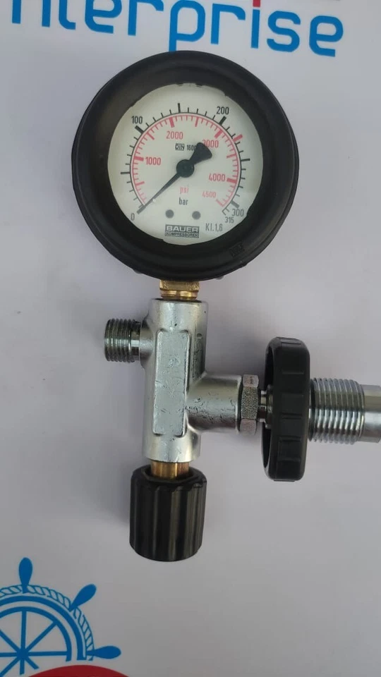 BAUER KOMPRESSOREN COMPRESOR DE AIRE RESPIRABLE CILINDRO ADAPTADOR DE RECARGA 225BAR Foto 2 de 4