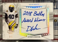 2019 LEAF TRINITY DEVIN WHITE ROOKIE, #A-DW1, AUTO & MESSAGE, SILVER SERIAL #2/5