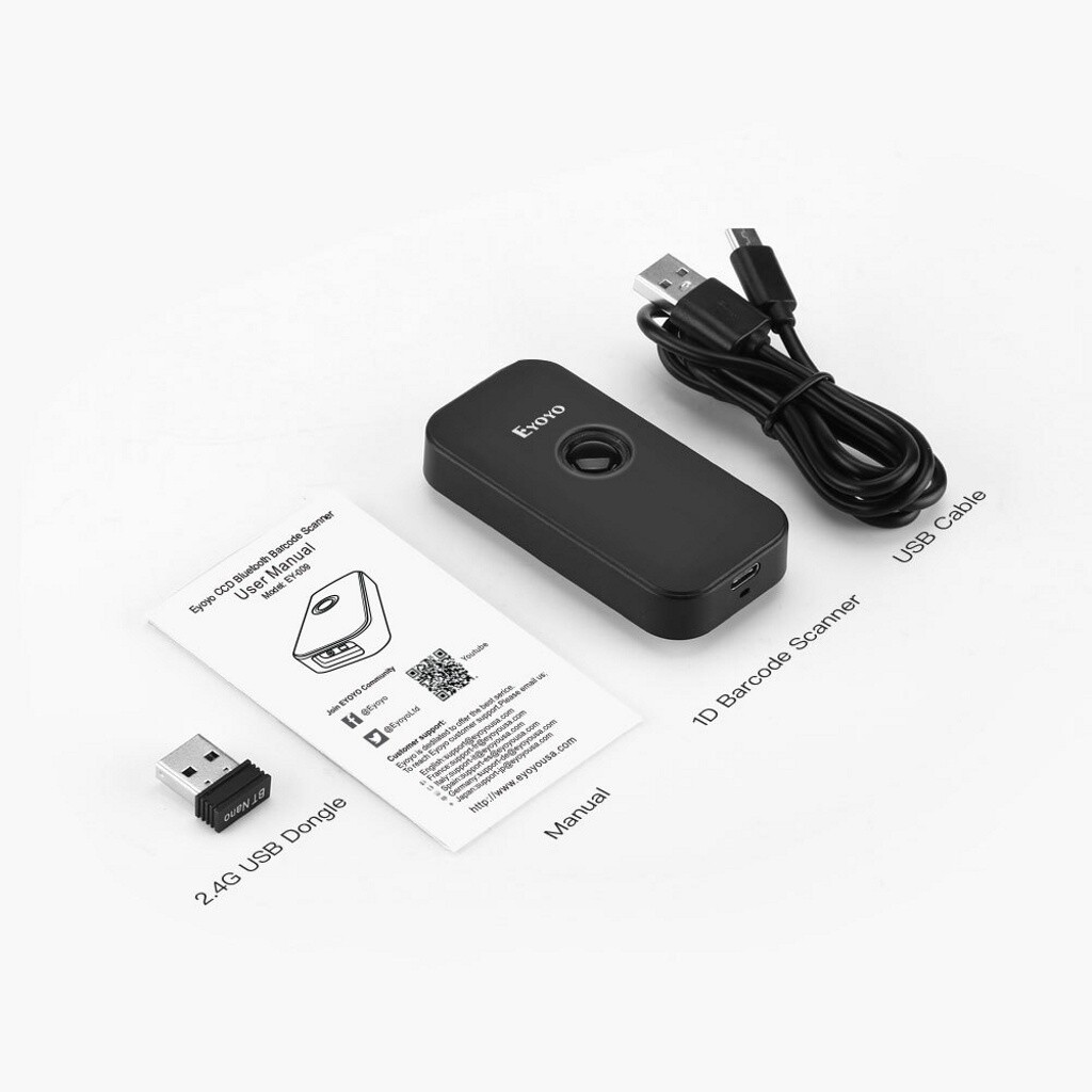 Eyoyo Wireless Barcode Scanner Bar code 1D Strichcode Wired Reader Library Used