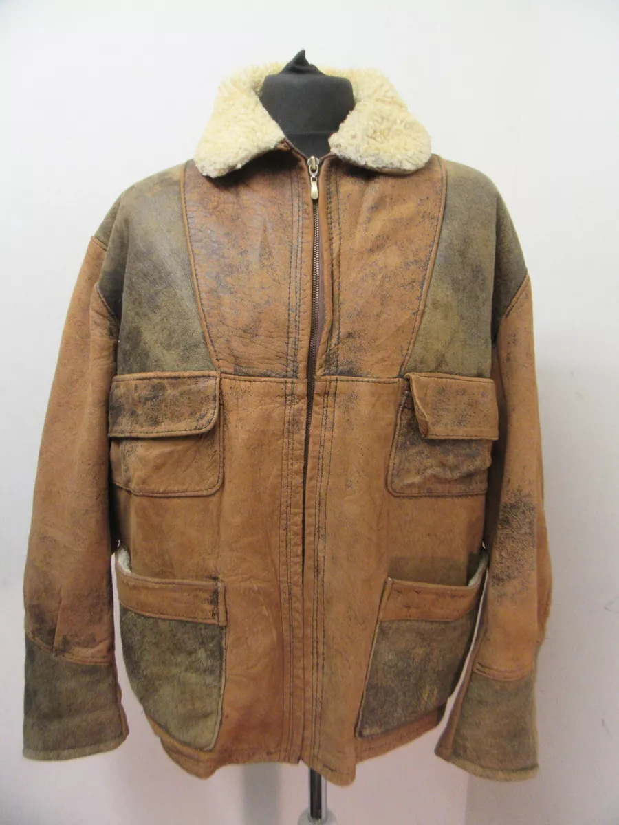 VINTAGE 70 s CHEVIGNON LEATHER OLD FLIGHT JACKET SIZE 3XL