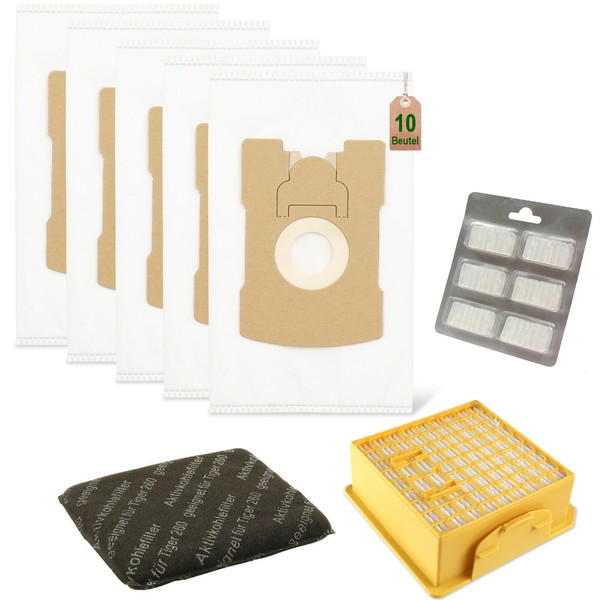 10 Vlies Staubsaugerbeutel Hepa Filter Duft Geeignet FüR Vorwerk Tiger Vt 260-image