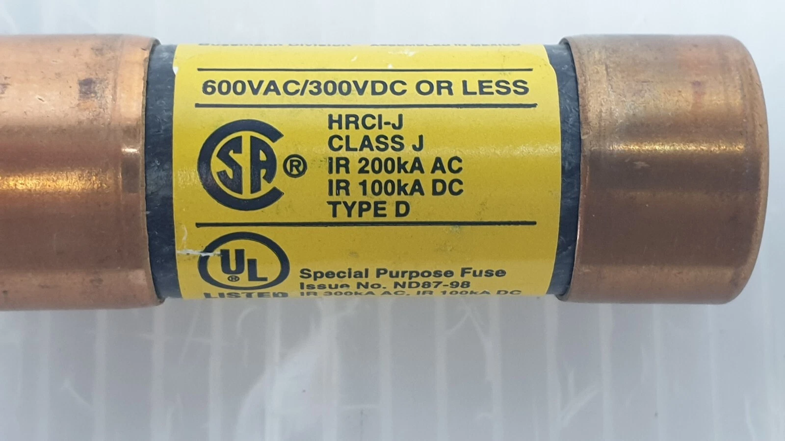 LPJ-10SP fuse CSA marking: HRCI-J Class J, 600VAC/300VDC, IR 200kA AC, 100kA DC