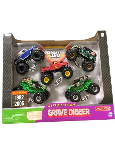 Monster Jam Retro Edition Grave Digger Evolution 5 Trucks 1982-2005 Toy - 第 1/5 張圖片