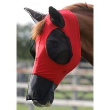 Premier Equine Comfort Tech Xtra Lycra Fly Mask with Nose in Red