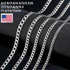 2-15mm Stainless Steel Curb Cuban Chain 16-36'' Woman Man NEVER FADE