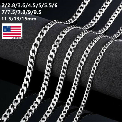 #ad #ad 2 15mm Stainless Steel Curb Cuban Chain 16 36#x27;#x27; Woman Man NEVER FADE $7.00