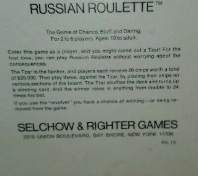 Russian Roulette Vintage 1975 Complete Board Game Great Condition