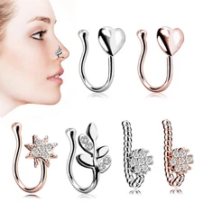 1Pc Fake Nose Rings Hoop Clip On Faux Setump Cartilage Tragus Ring Non Piercing